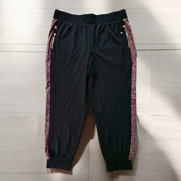 Chico's Zenergy Black Joggers Size 16 (Chico's 3) Cheetah Animal Print Pockets - Picture 1 of 7